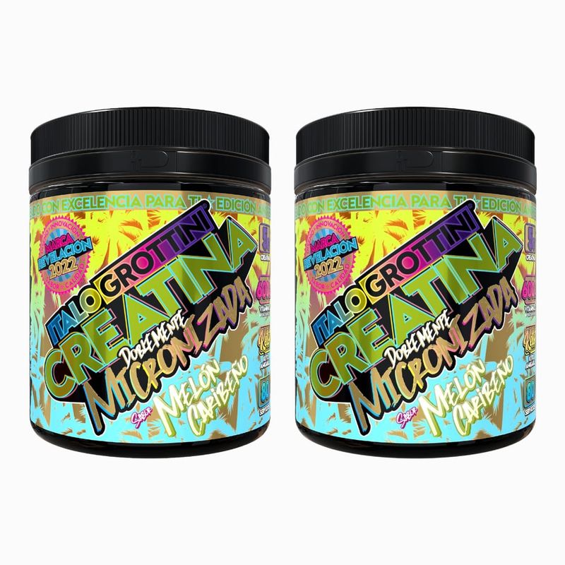 ITALO GROTTINI - 2 Creatinas Monohidrato Doblemente Micronizadas 80 SV c/u -Melón