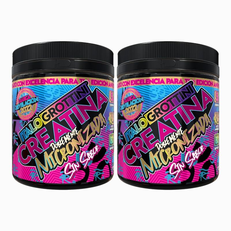 ITALO GROTTINI - 2 Creatinas Monohidrato Doblemente Micronizadas 80 SV c/u -Sin sabor