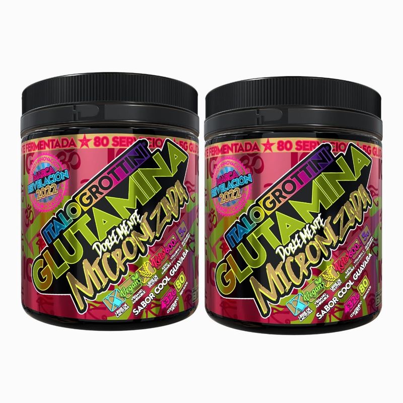 ITALO GROTTINI - 2 Glutaminas Doblemente Micronizadas 80 SV c/u -Cool guayaba