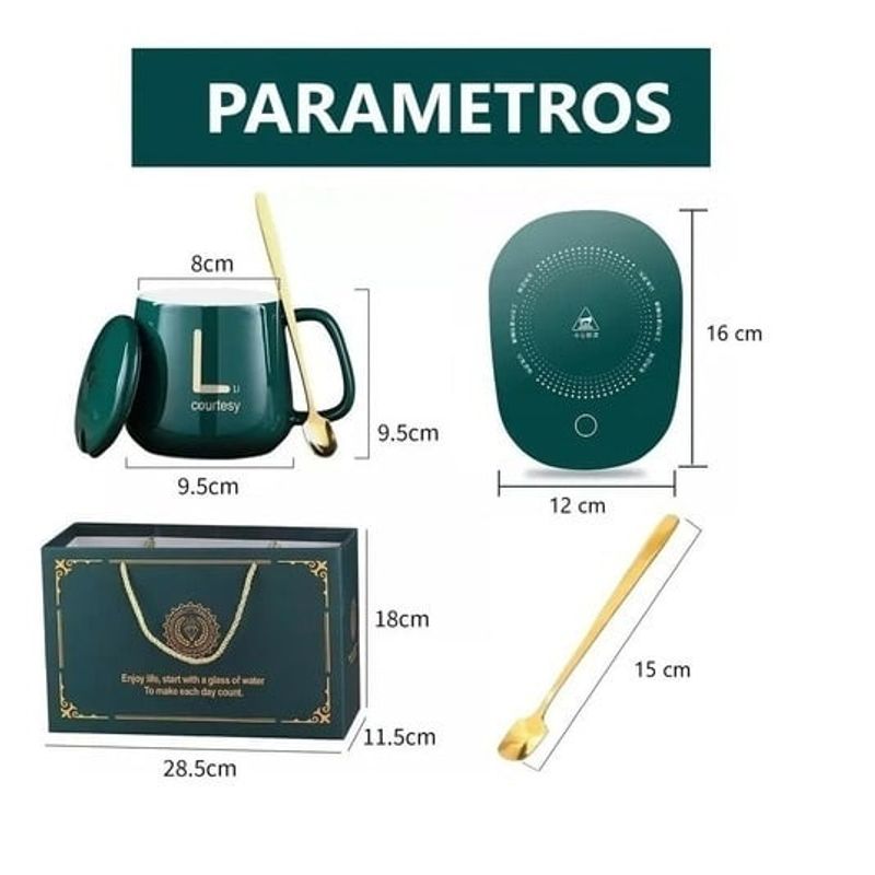 GENERICO - Taza Con Calentador Eléctrico 55°c Tazón Para Café Té Leche Verde