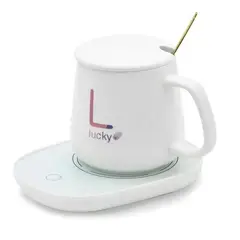 GENERICO - Taza Con Calentador Eléctrico 55°c Tazón Para Café Té Leche Blanco.