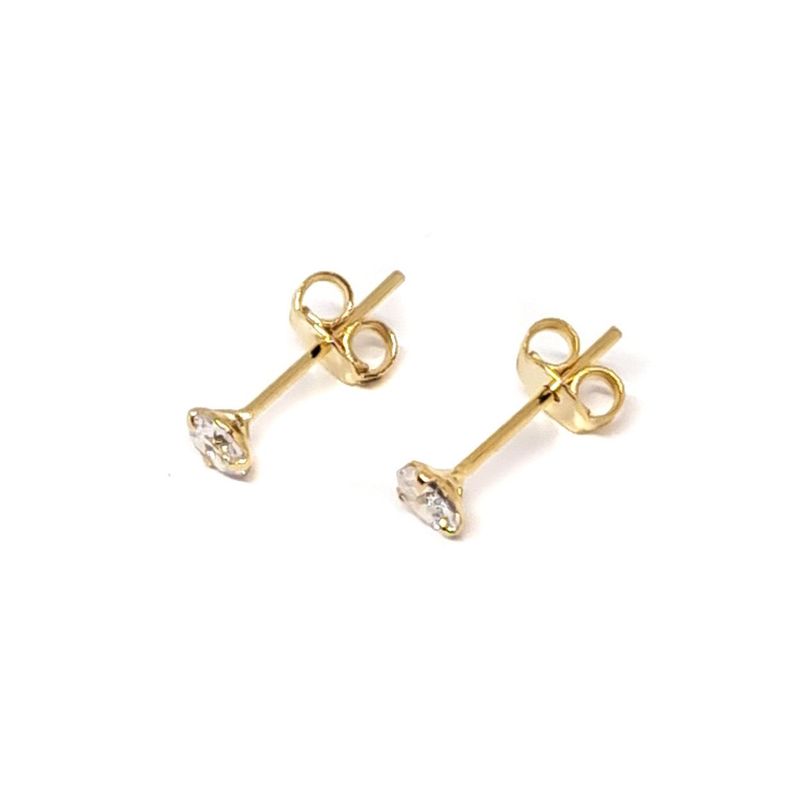 ANDREA COGGIOLA JOYAS - Aros Punto De Luz Blanco Enchapado Oro 18K