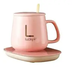 GENERICO - Taza Con Calentador Eléctrico 55°c Tazón Para Café Té Leche Rosado