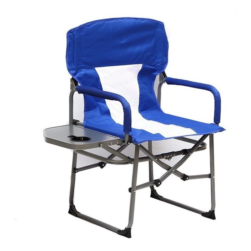BJ HOGAR - Silla Plegable Camping Pesca Con Portavaso Y Mesa Azul