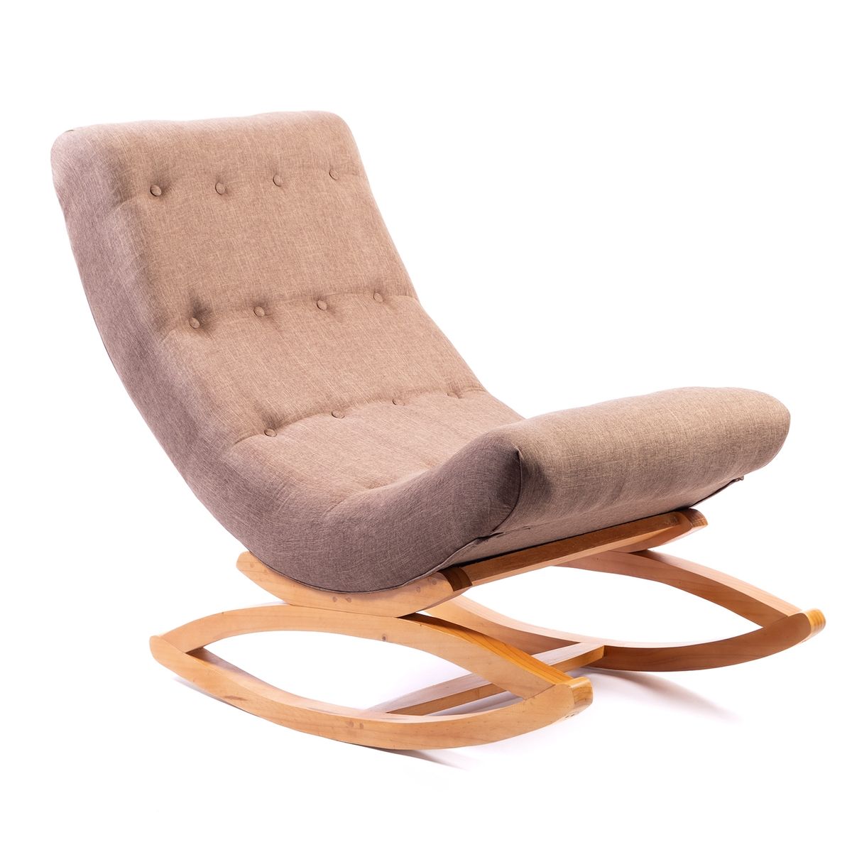 MUEBLES NEW - Silla Mecedora Sin Apoya Brazo Beige Lino.