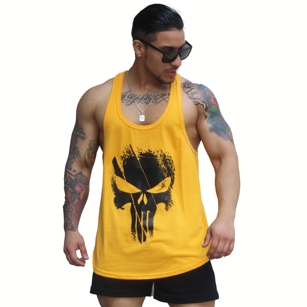 ADEMAN - Polera Musculosa tirante The Punisher  Amarillo