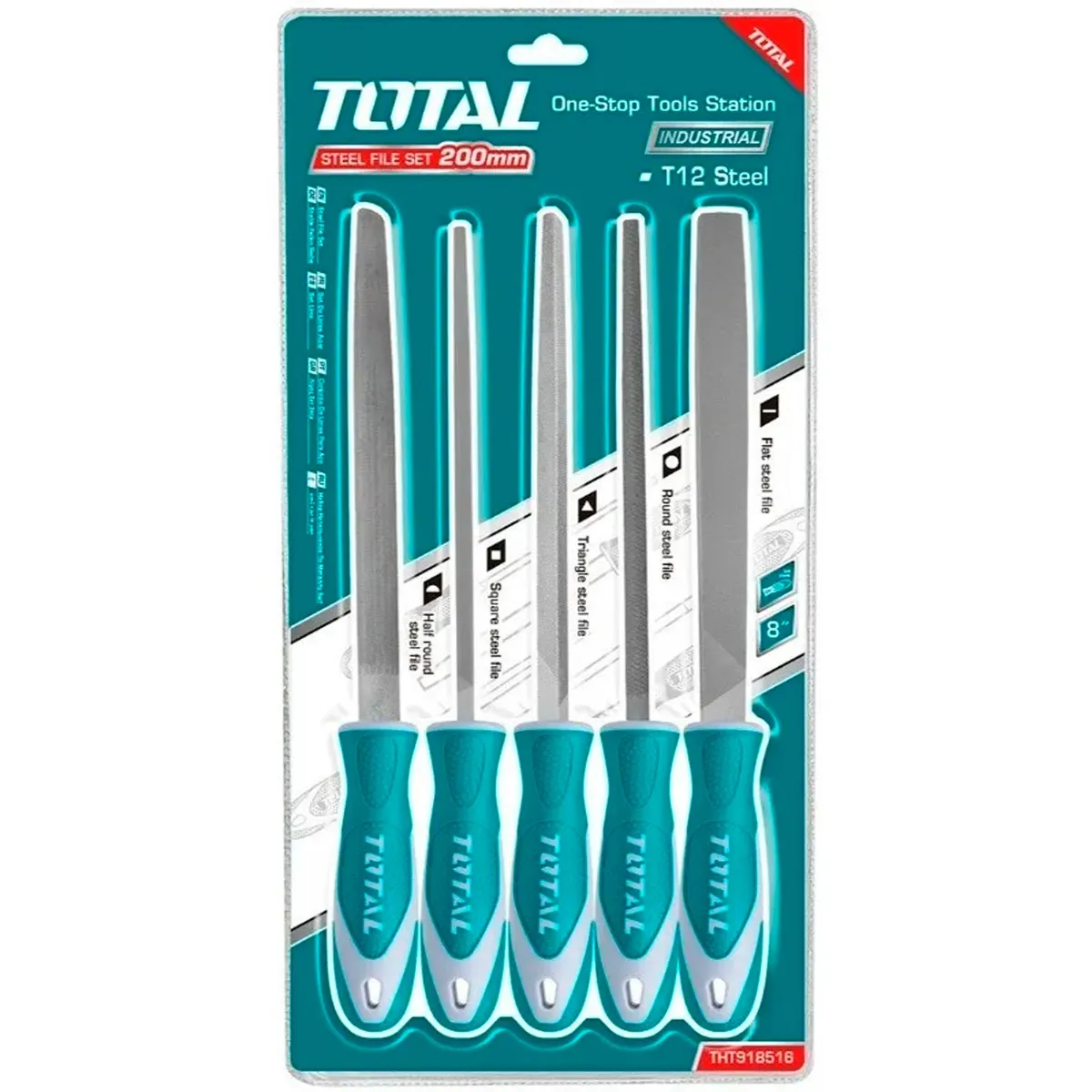 TOTAL TOOLS - Kit Set Juego De Limas De Acero 5 Piezas 8 Pulgadas Total