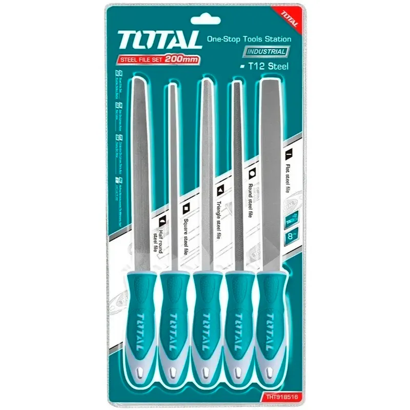 TOTAL TOOLS - Kit Set Juego De Limas De Acero 5 Piezas 8 Pulgadas Total