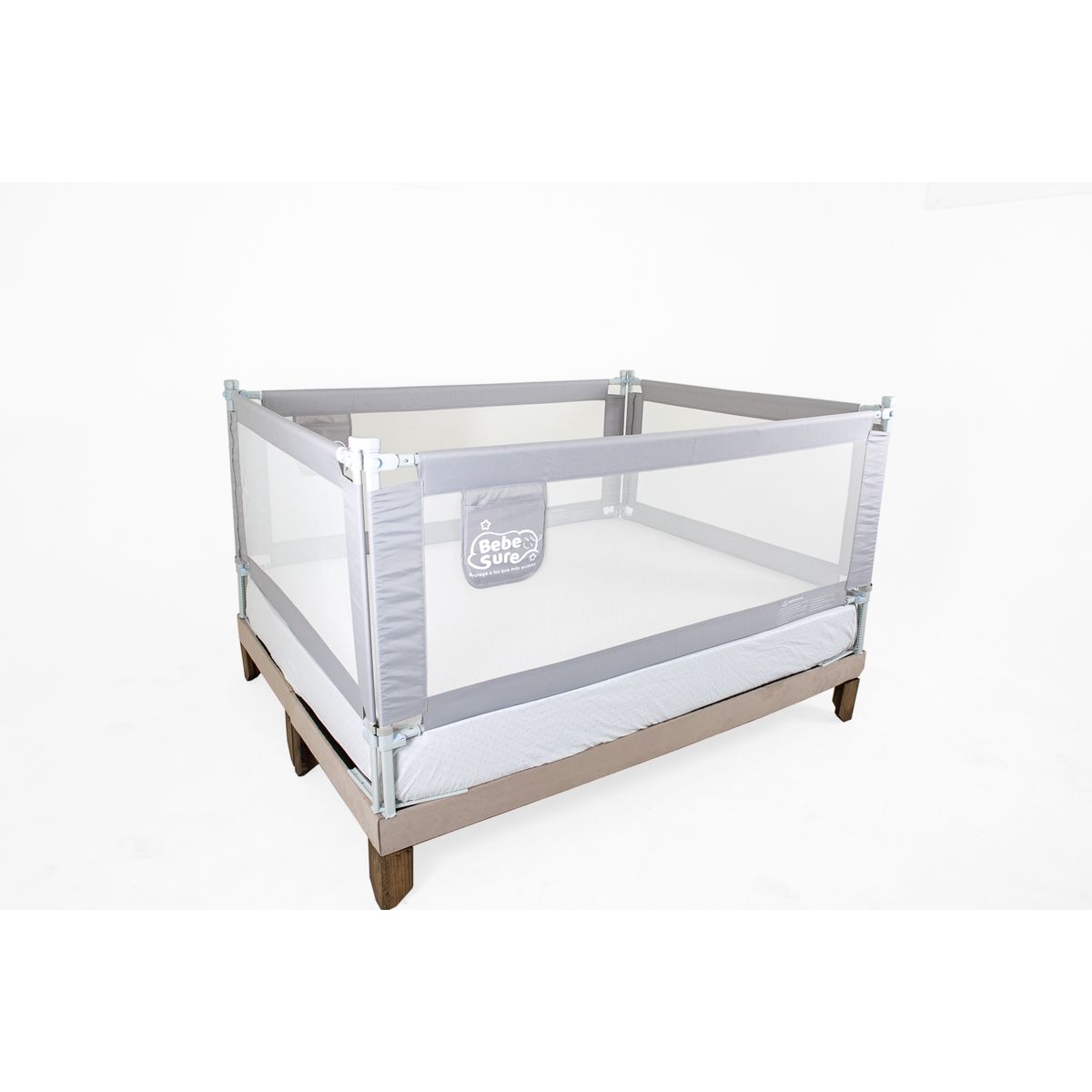 BEBE SURE - Set 4 barandas para cama 1 plaza 90x200 cm colchón bajo