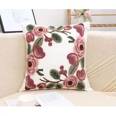 GENERICO - Funda de cojín bordado Flores - Pack 2