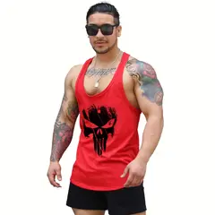 ADEMAN - Polera Musculosa tirante The Punisher Rojo