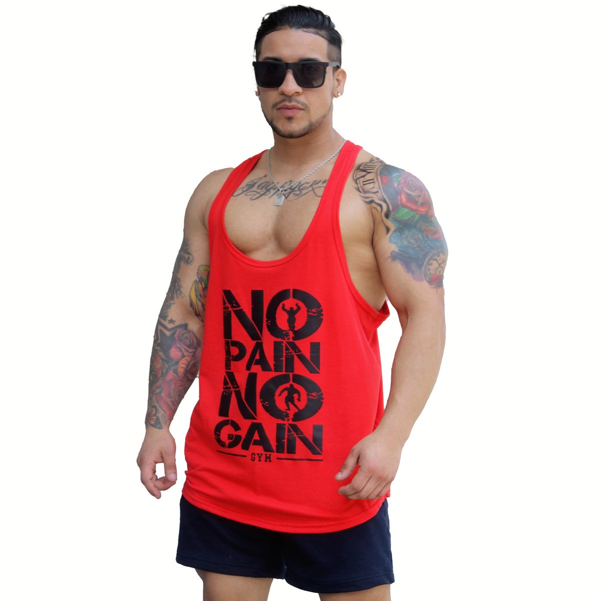 ADEMAN - Polera Musculosa tirante Nopain Nogain Rojo