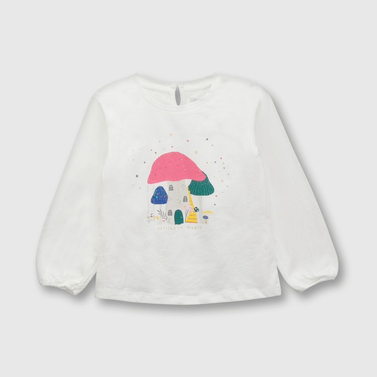 COLLOKY - Polera de bebé niña hongos blanco (3 a 36 meses)._
