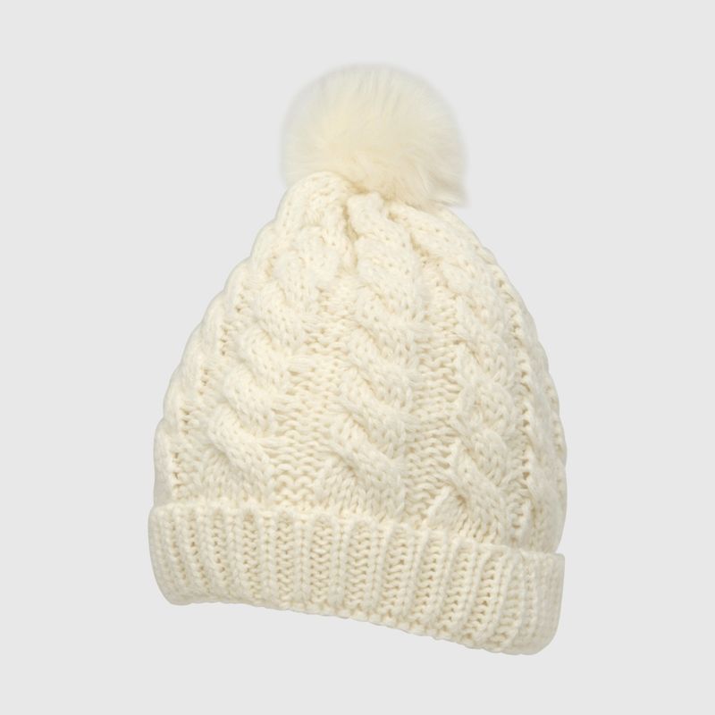 COLLOKY - Gorro de bebé niña tejido trenzas beige (3 a 24 meses)