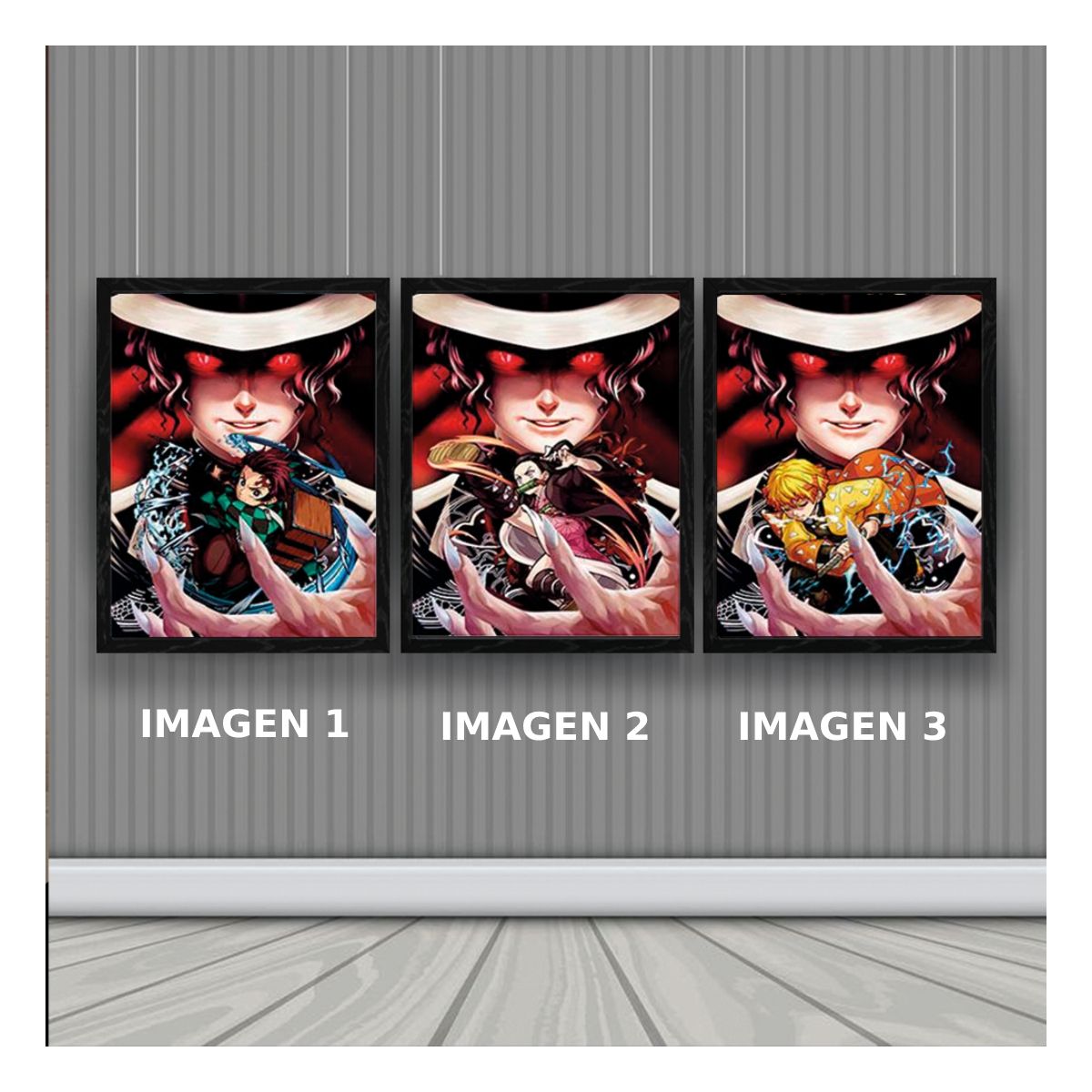 3DILUTION - Demon Slayer Anime Cuadro 3D Efecto Lenticular 3 imagenes en 1