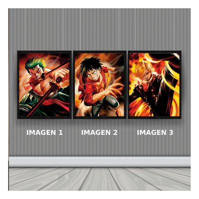 Imagen 2 del producto One Piece Personajes Cuadro 3D Efecto Lenticular 3 imagenes en 1