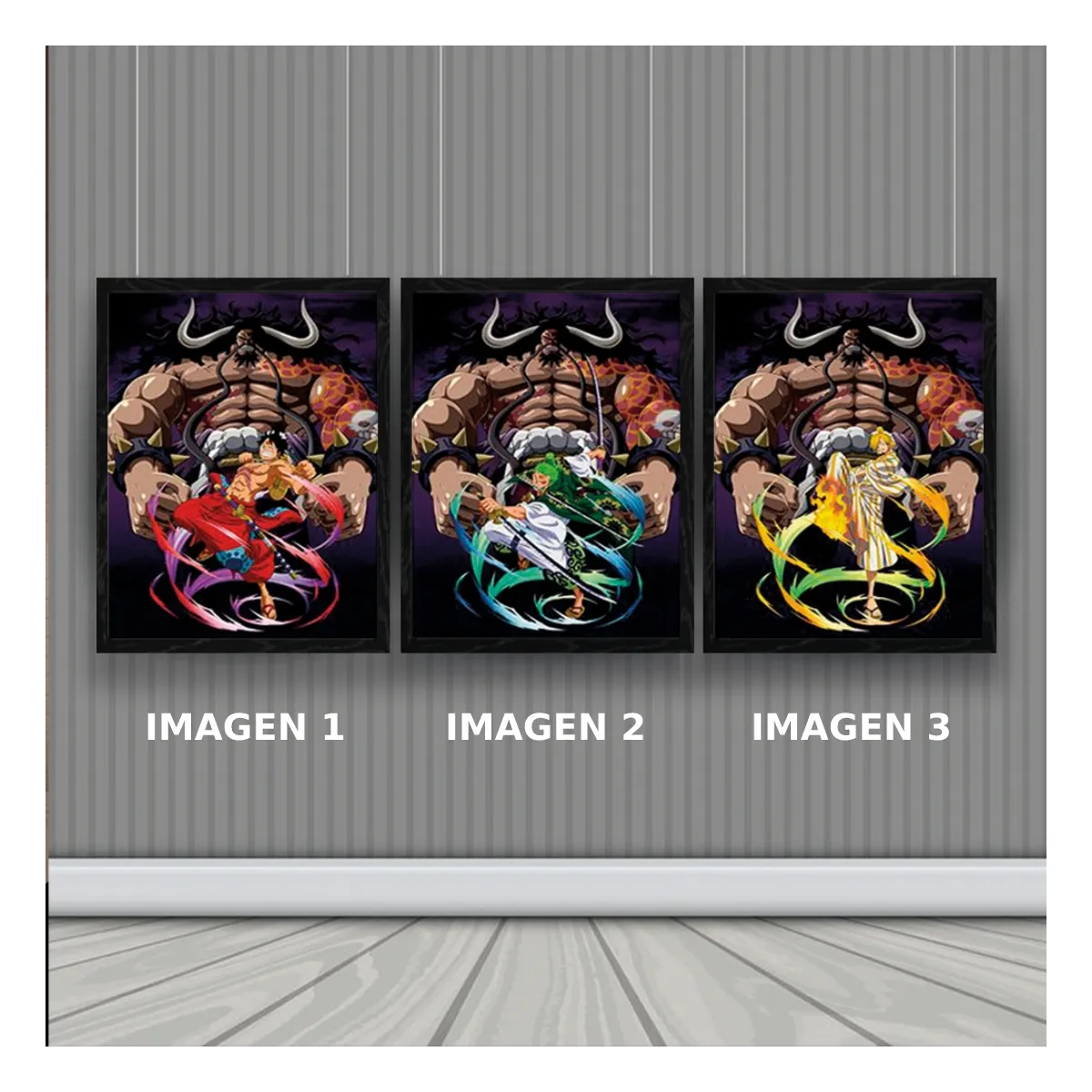 3DILUTION - One Piece Anime Cuadro 3D Efecto Lenticular 3 imagenes en 1
