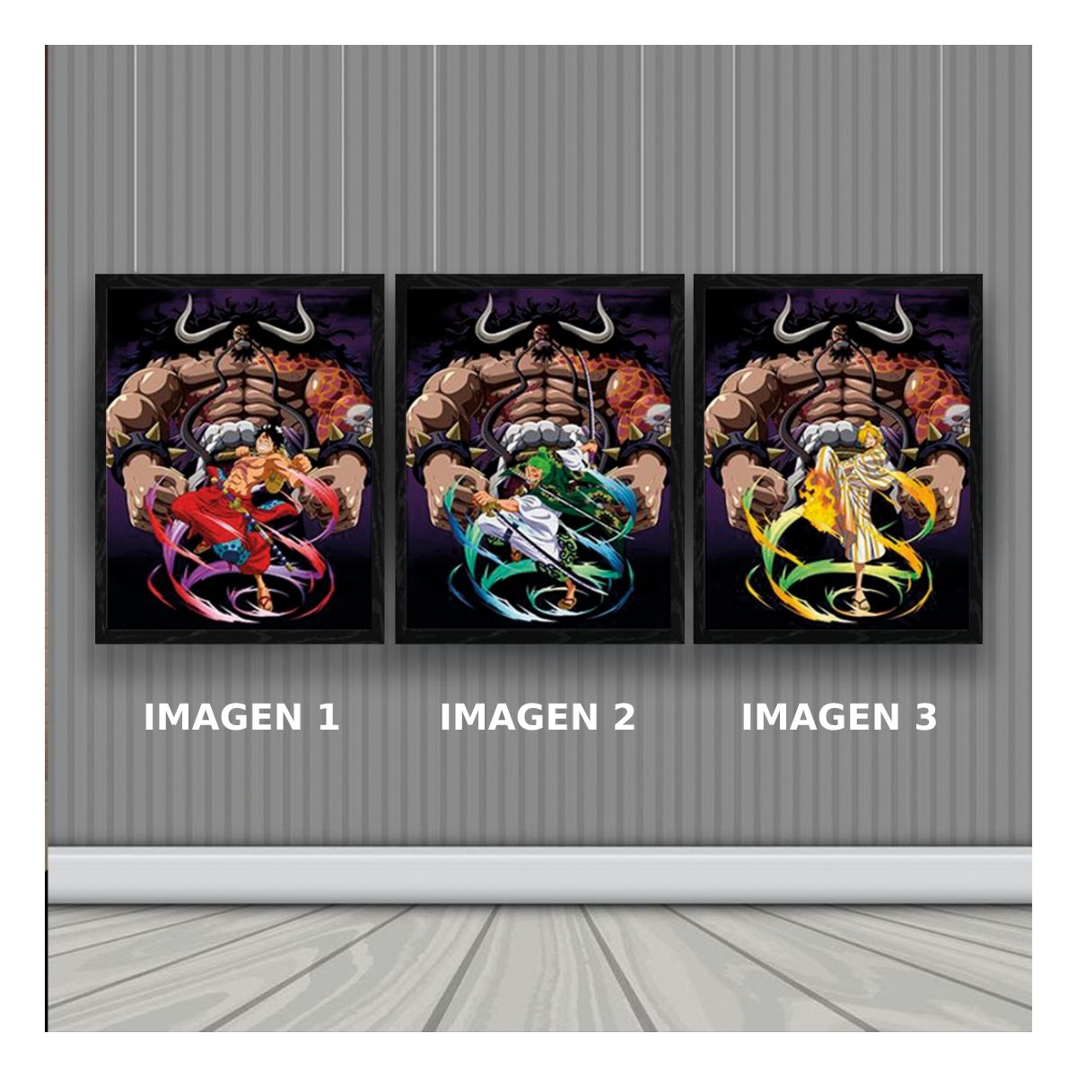 3DILUTION - One Piece Anime Cuadro 3D Efecto Lenticular 3 imagenes en 1