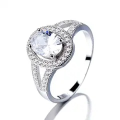 GENERICO - Anillo Plata 925 Solitario Compromiso Circones Elegante Mujer Joya