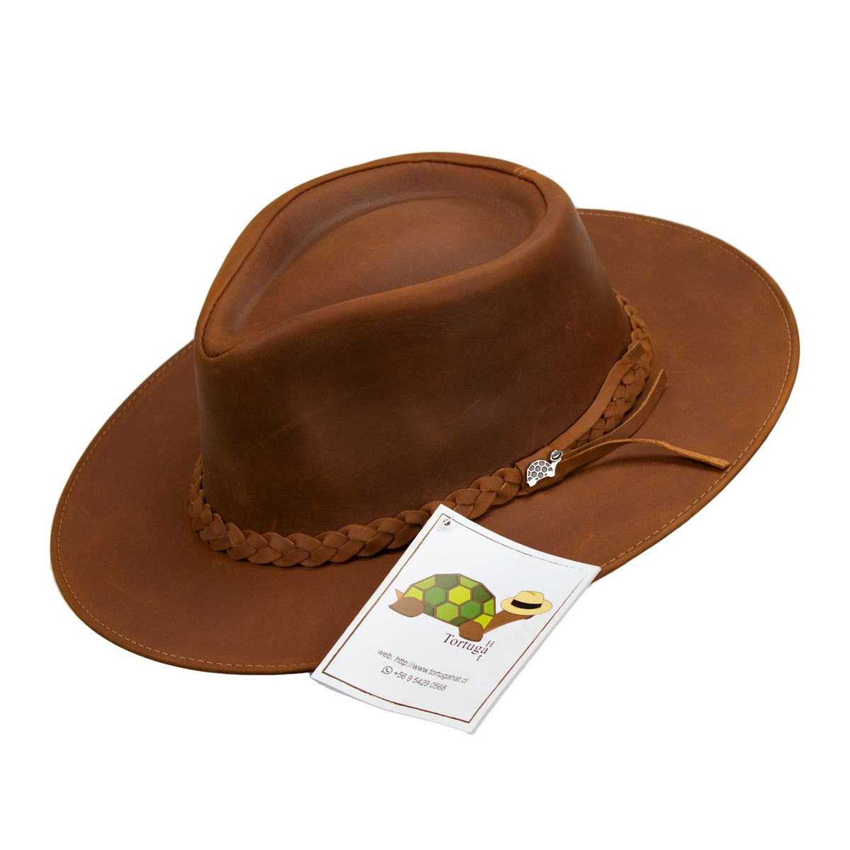 GENERICO - Sombrero Tortugahat 100 cuero café claro elaborado en Ecuador a mano