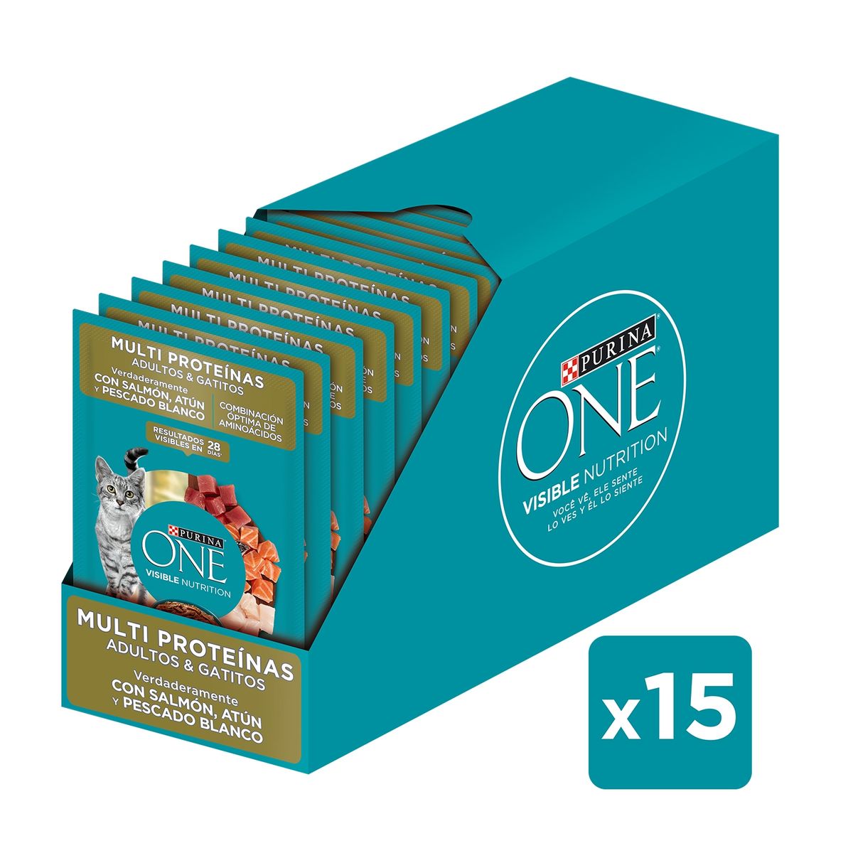PURINA ONE - Pack Alimento húmedo para gato Multi Proteína sobre 15x85gr