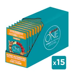 PURINA ONE - Pack Gato Adultos y Esterilizados SuperNutrientes 15x85gr