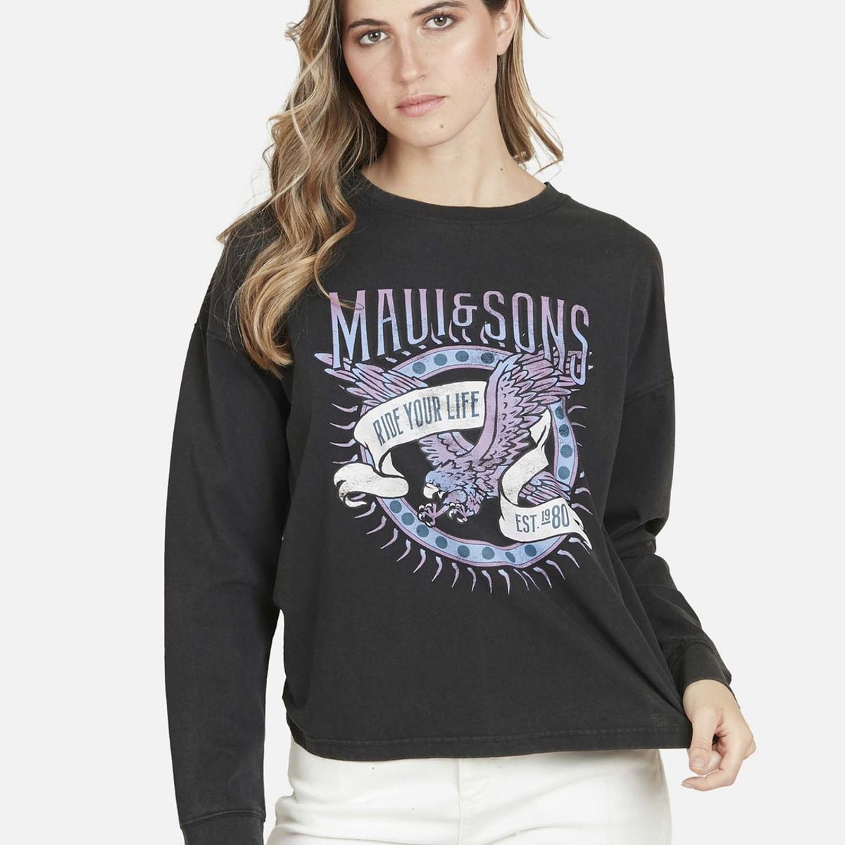 MAUI AND SONS - Polera FANTASTIC EAGLE Mujer Negro Maui & Sons