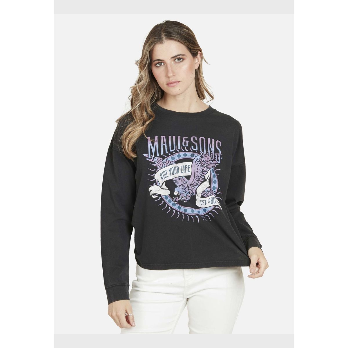 MAUI AND SONS - Polera FANTASTIC EAGLE Mujer Negro Maui & Sons