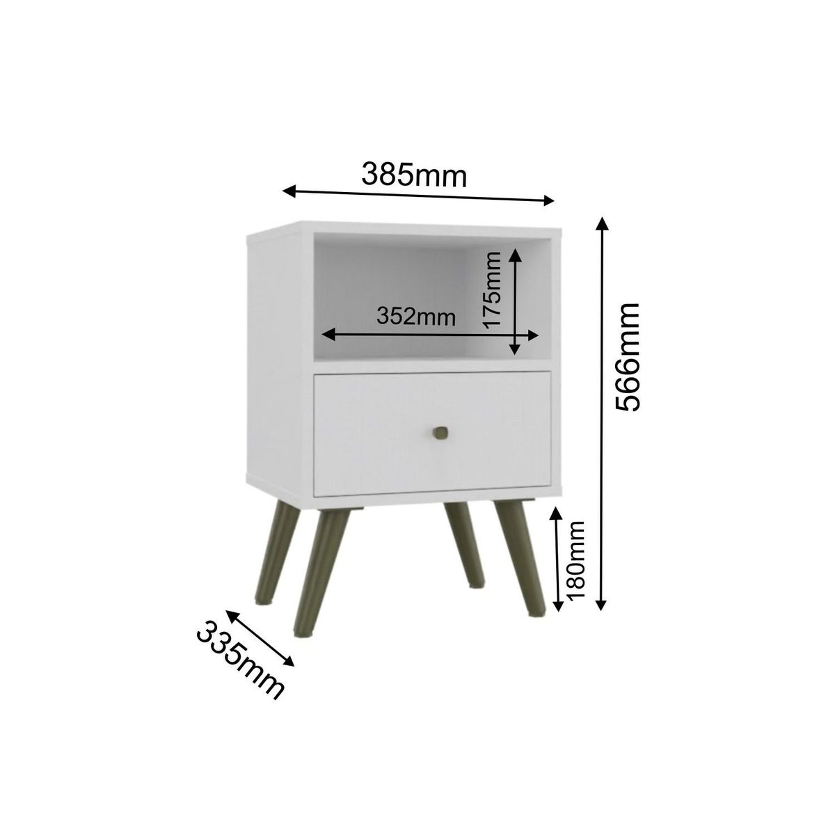 YARDAS - Velador Yardas Jaén Blanco 1 Cajón