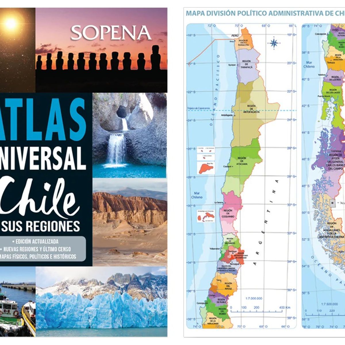 TOP10BOOKS - LIBRO Atlas Universal Chile Y Sus Regiones - Sopena