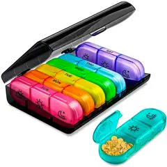 ESHOPANGIE - Pastillero Semanal Organizador Portátil 3 Tomas 7 Dias Multicolor