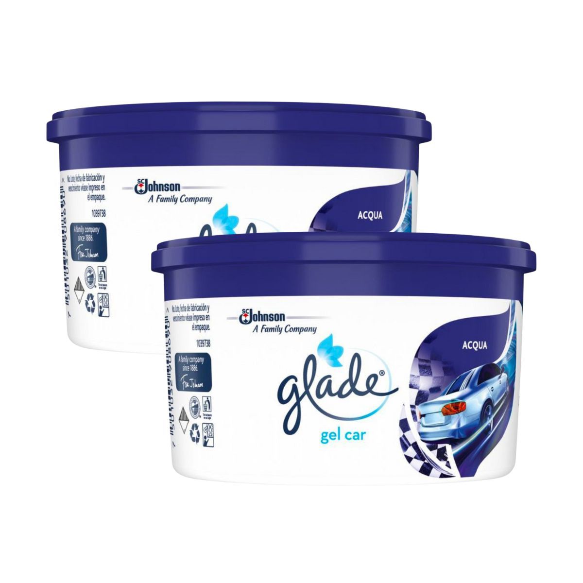 GLADE - Pack 2 Glade Gel Mini Aromatizante Auto Acqua