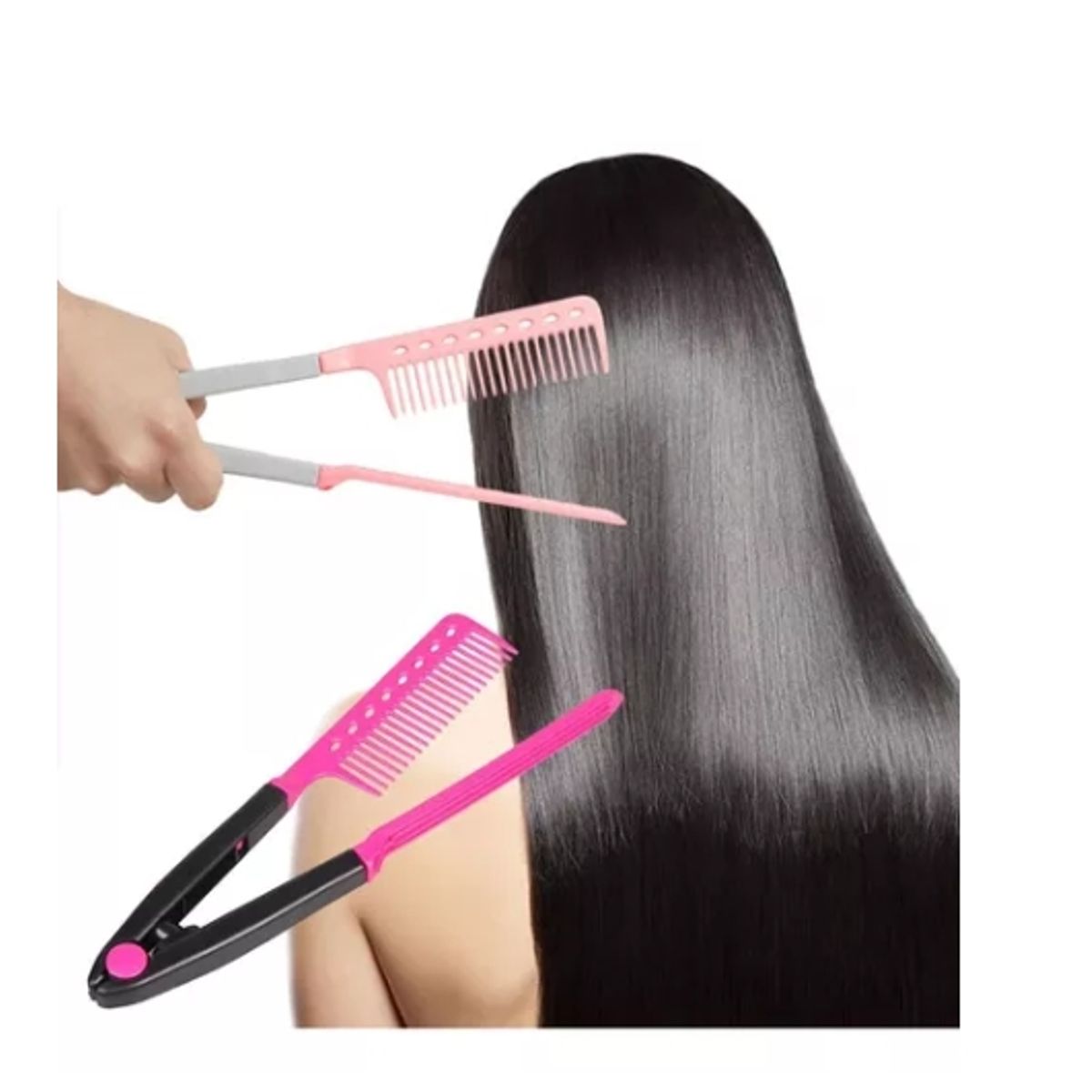 GENERICO - Pack 3 Peine Alisador Plástico Alisado De Keratina Fucsia