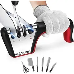 FILOSHARK - Afilador De Cuchillos Manual 4 En 1 Multifuncional