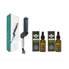GENERICO - Peine Alisador De Barba + 2 Aceites Para Barba 30ml Maxcare