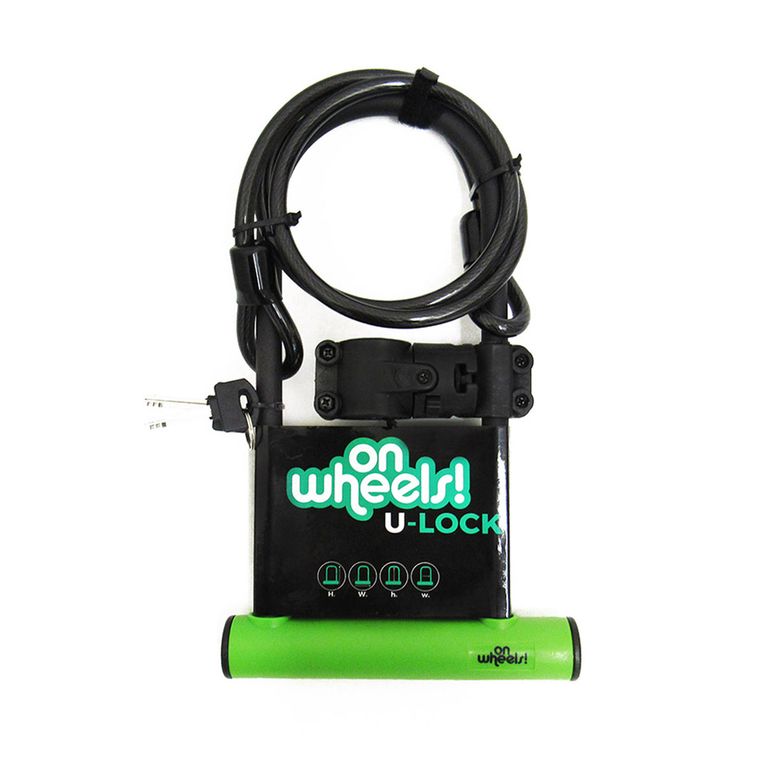 Candado U-lock Largo Con Piola Y Soporte - Verde
