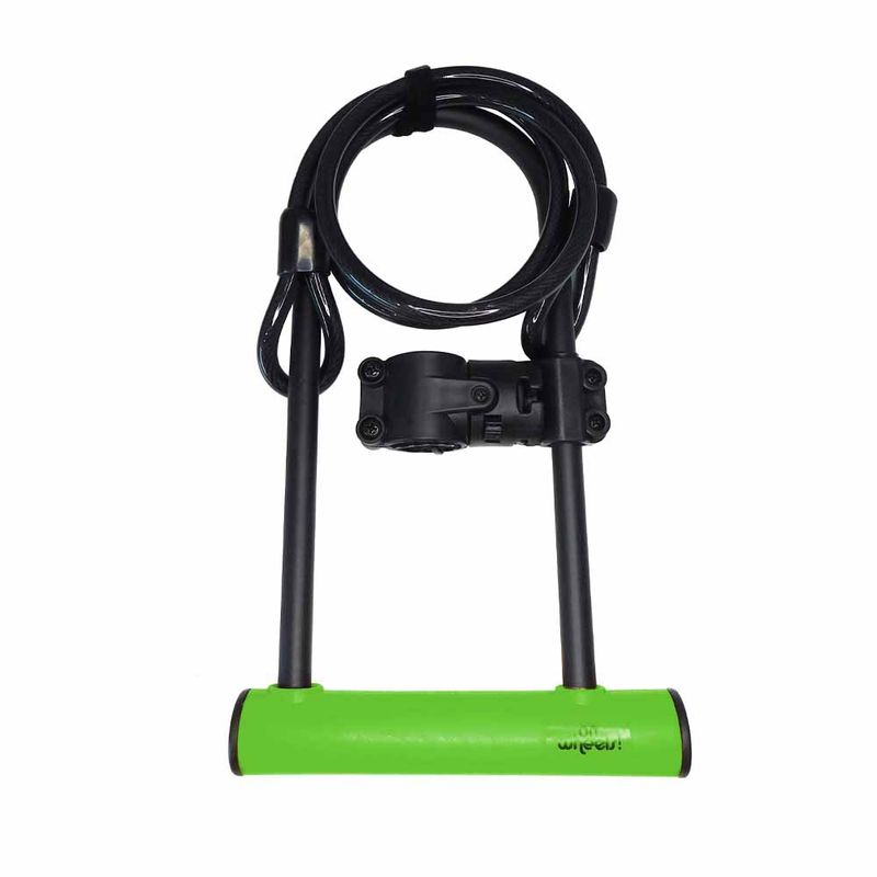 ONWHEELS - Candado U-lock Onwheels Largo Con Piola Y Soporte - Verde
