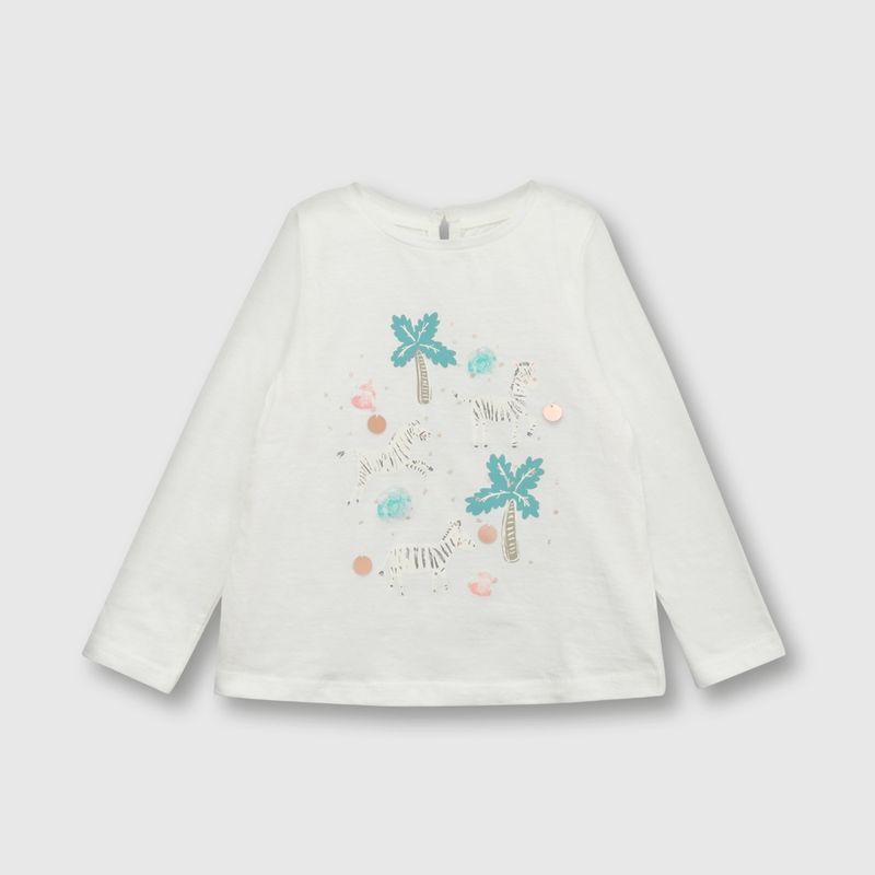 COLLOKY - Polera de bebe niña cebras blanco (3 a 36 meses)._