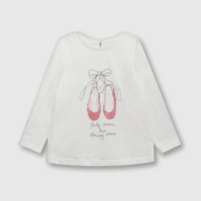 COLLOKY - Polera de bebé niña ballet blanco (3 a 36 meses)._