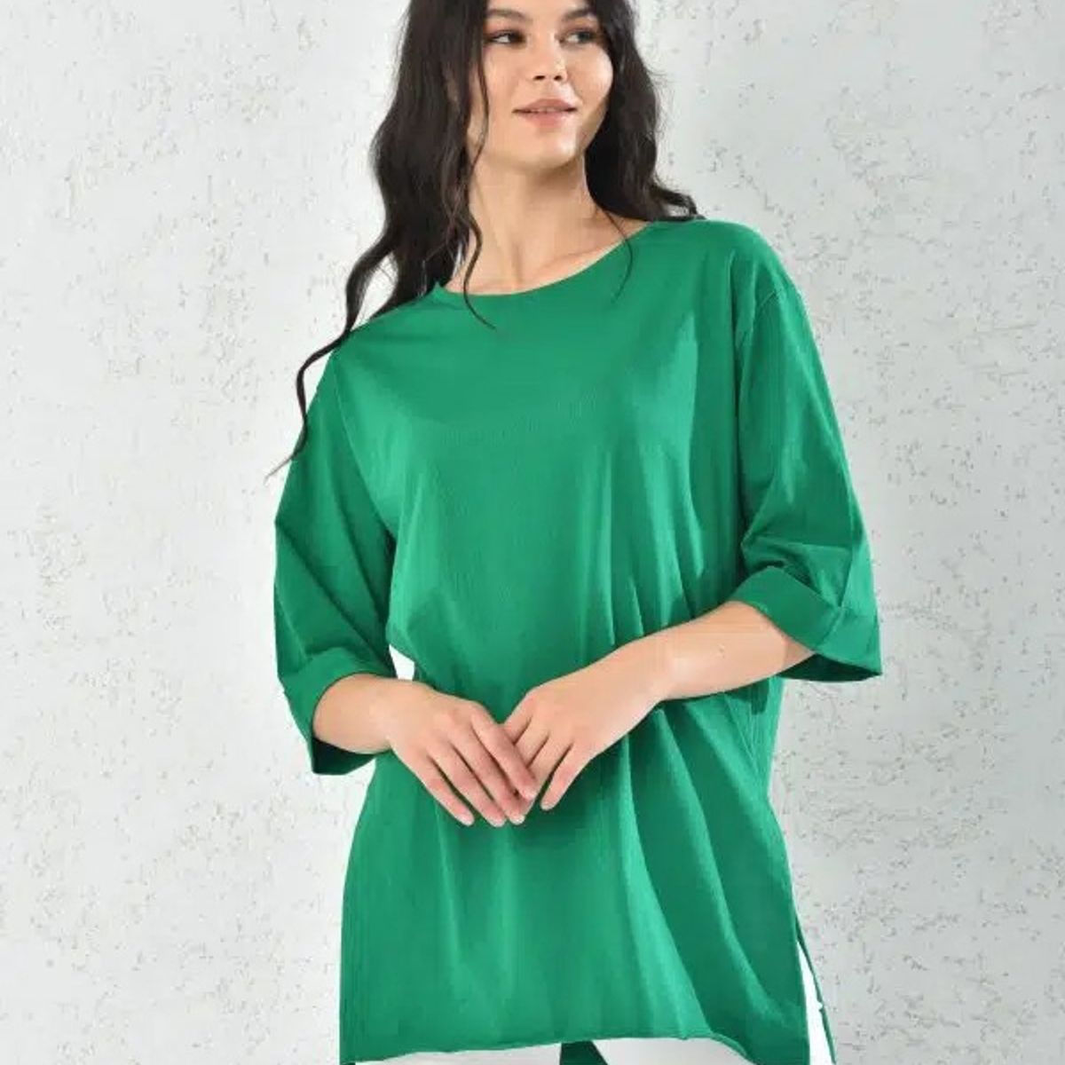 MROTTO - Camiseta Oversize Manga 3-4 Mujer Unicolores