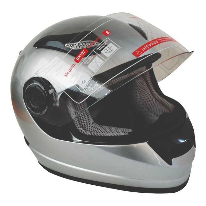 BEX - Casco Full Face Bx107 Talla L Silver Certificado ECE Bex