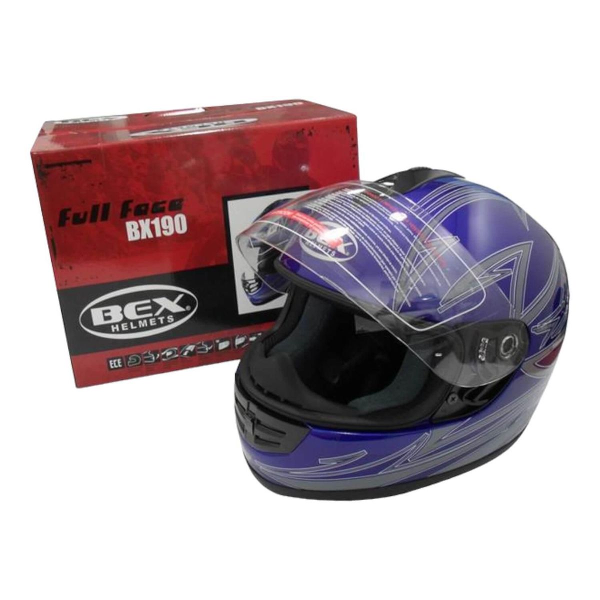 BEX - Casco Full Face Bx190 Talla M Color Deep Blue Certificado