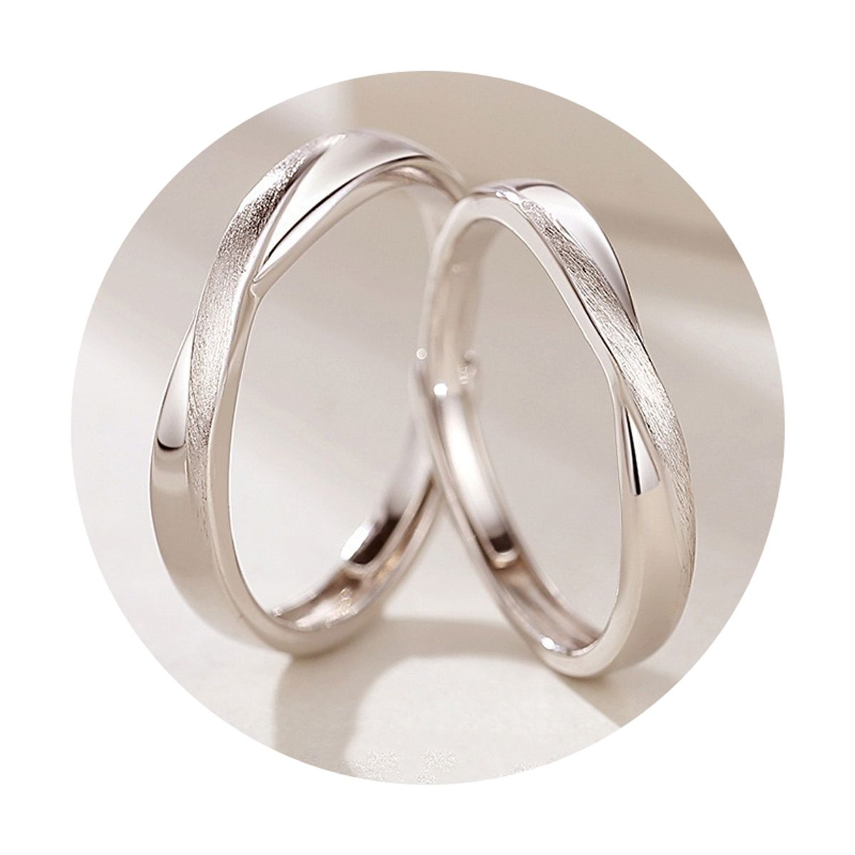 ZG JOYAS - Anillos Plata 925 Ajustables Pareja Entrelazado Baño Oro Blanco