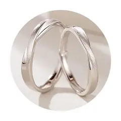 ZG JOYAS - Anillos Plata 925 Ajustables Pareja Entrelazado Baño Oro Blanco