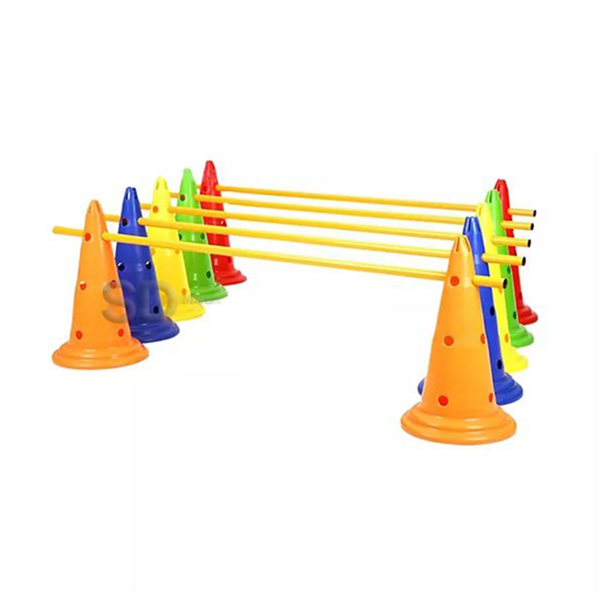 SDFIT - Set de 10 Conos con Orificio 52 cm + 5 Barras Pole