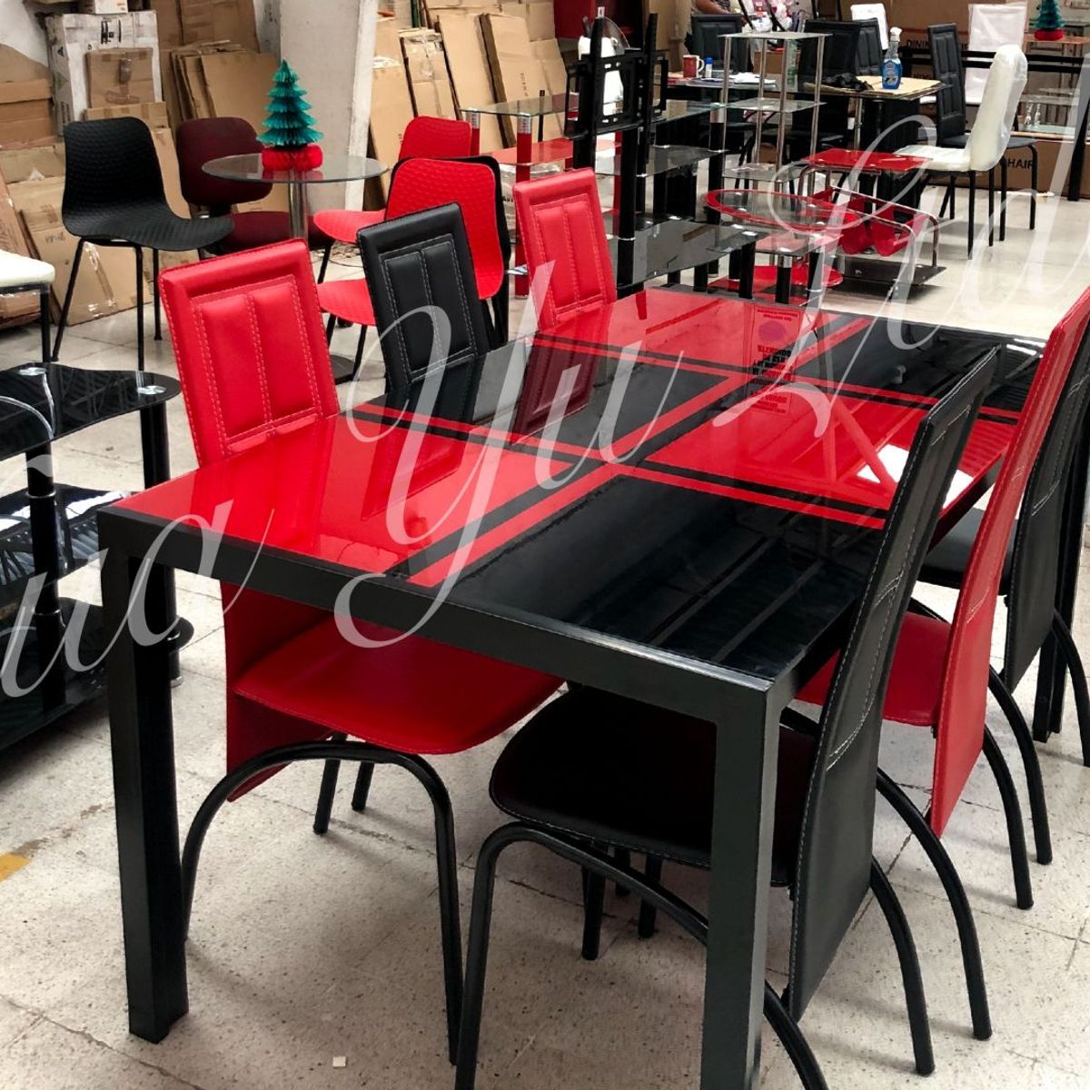 OEM - juego de comedor rectangular vidrio templado con 6 sillas    T916 R/N…