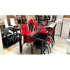 OEM - Juego de comedor rectangular vidrio templado con 6 sillas  T916 R/N