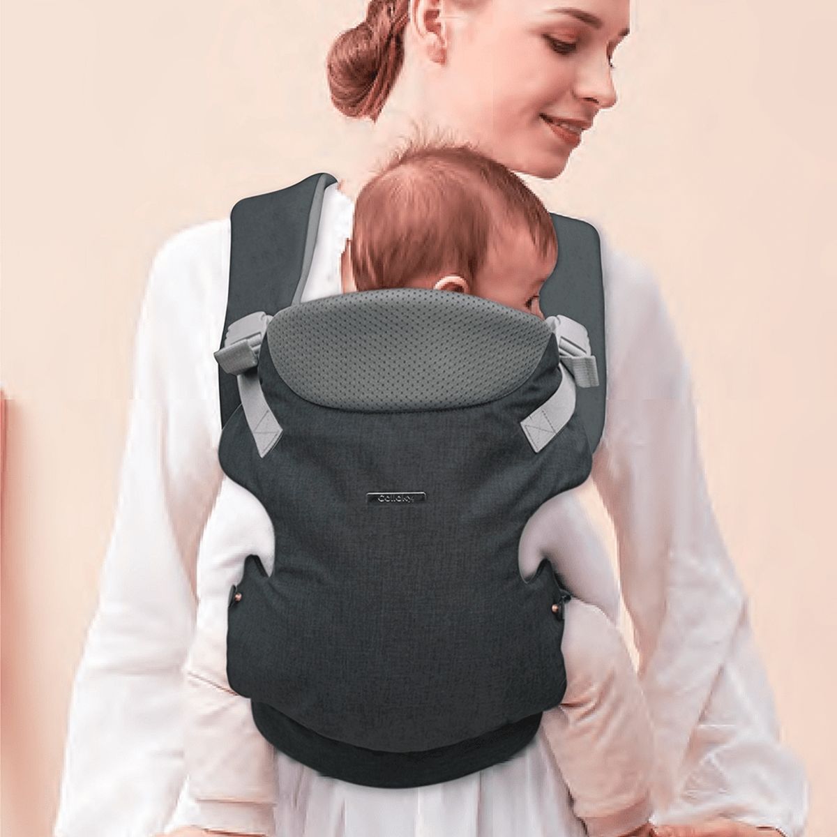 COLLOKY - Portabebe acolchado ergonómico gris