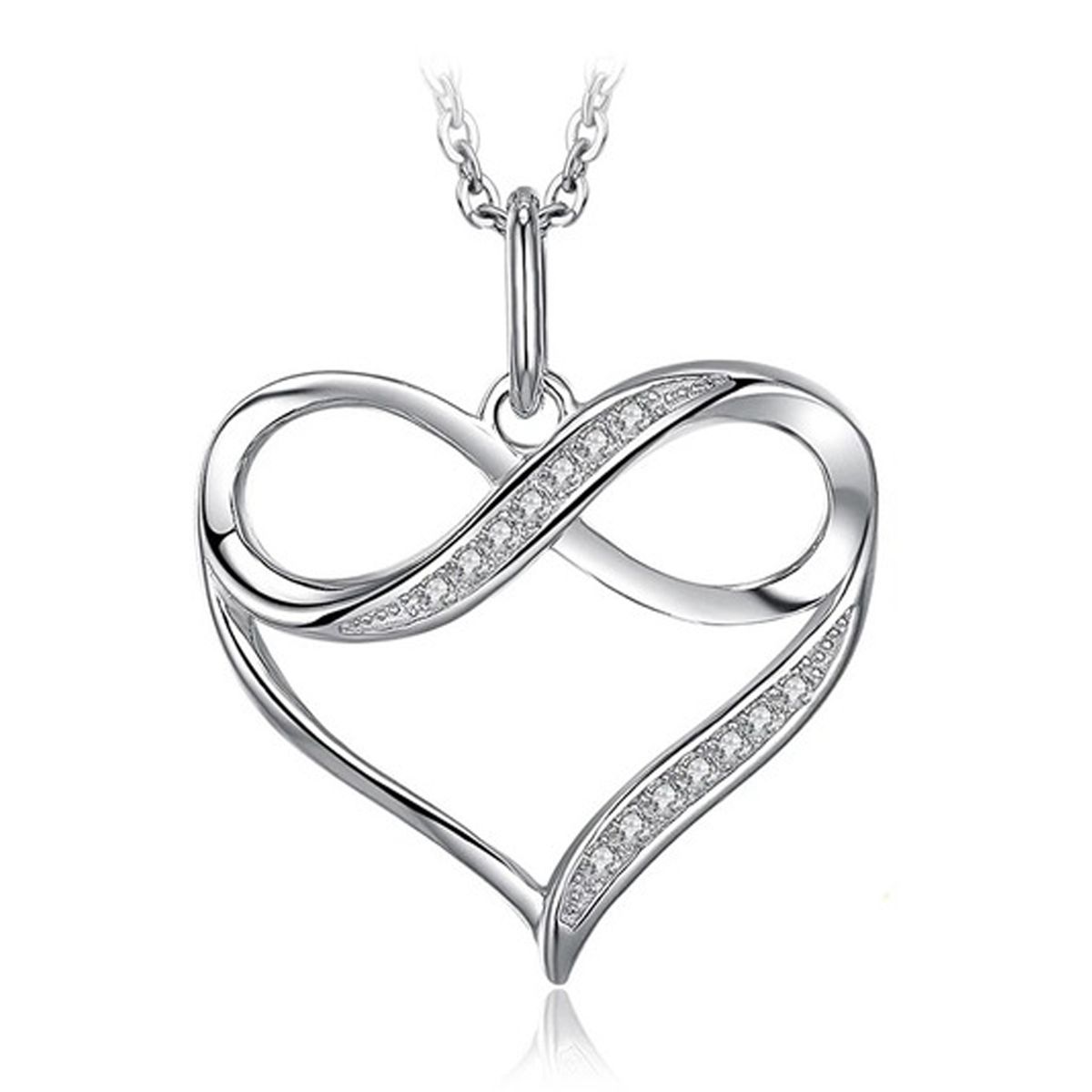 GENERICO - Collar Para Mujer Corazón Infinito Amor 45cm En Plata 925