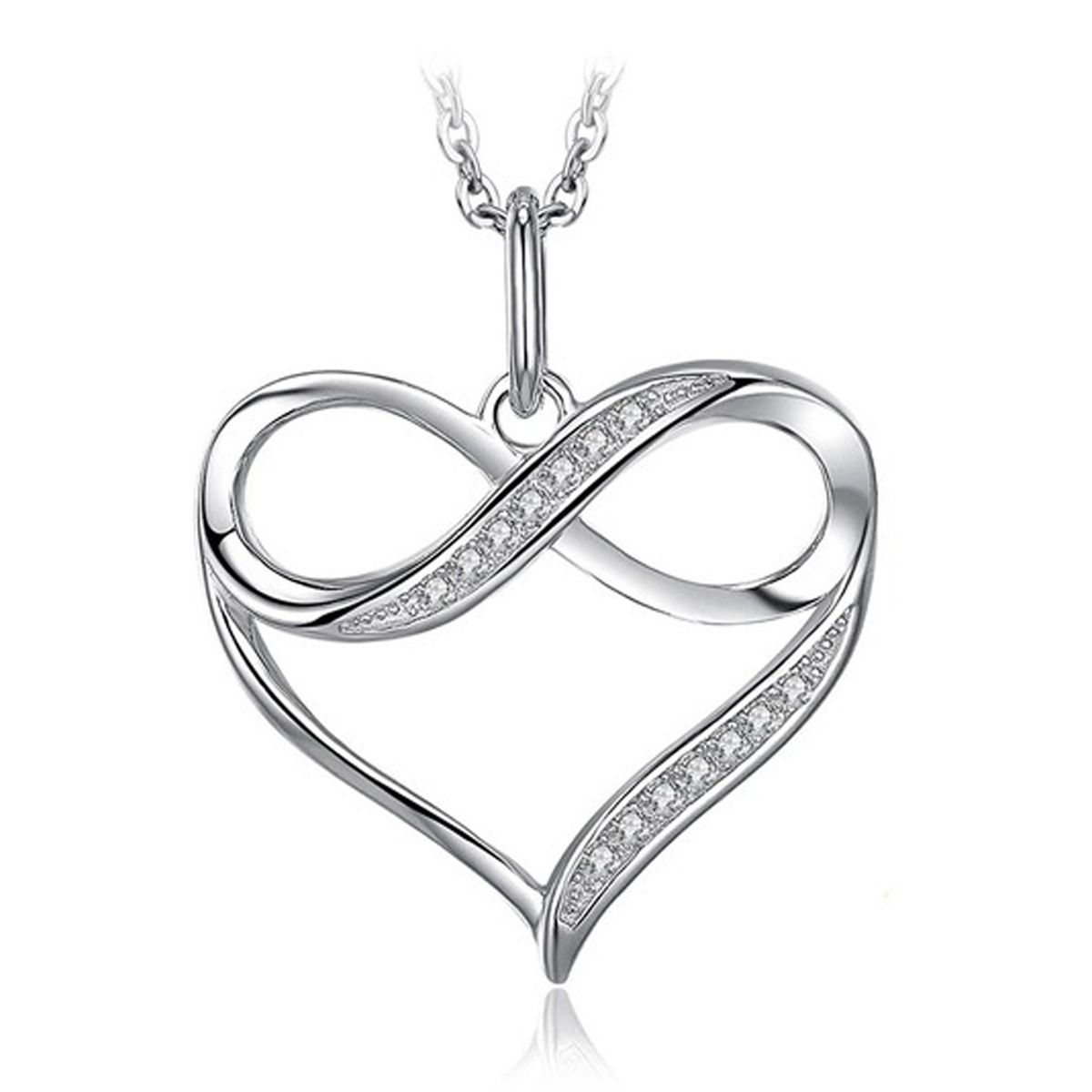 GENERICO - Collar Para Mujer Corazón Infinito Amor 45cm En Plata 925